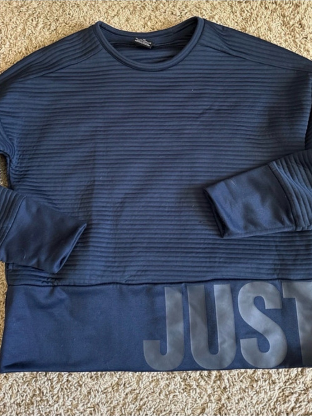 Nike Navy Ribbed Crew Sweatshirt with JUST Detail